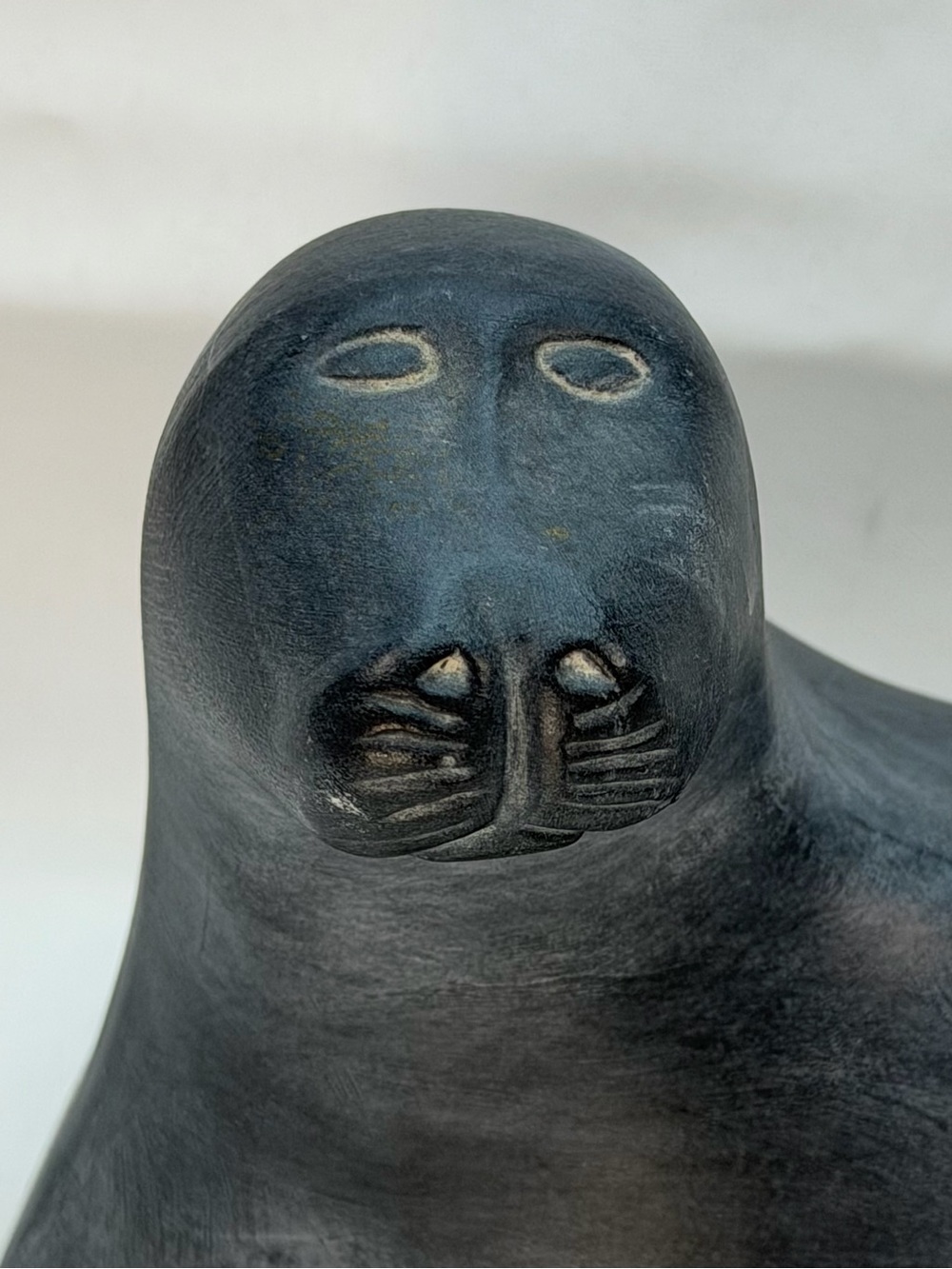 Vintage Ceramic Faux Soapstone Seal Figurine Inuit Arctic Style 7”